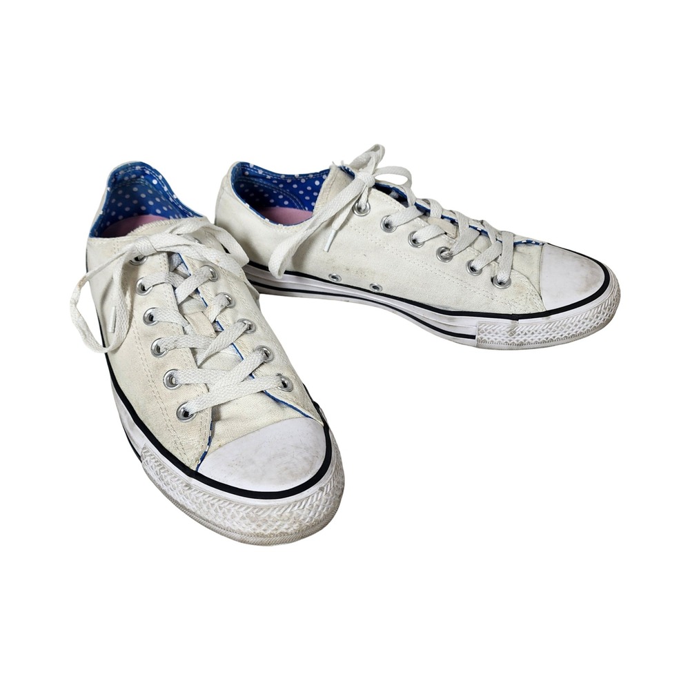 Converse Chuck Taylor All Star Low Top Off White Polka Dot Lining Womens 10
